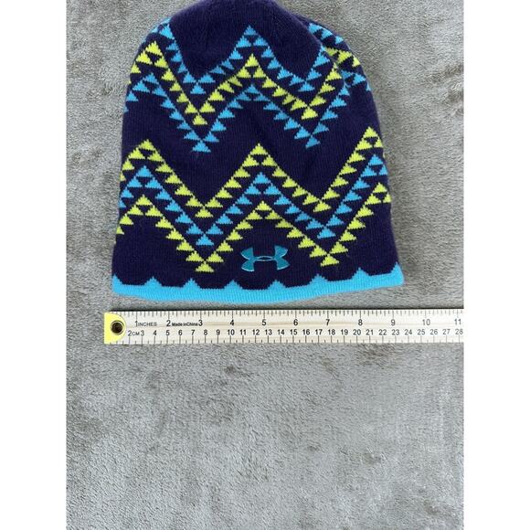 Under Armour Reversible Yellow Purple Turquoise Beanie Ski Winter Cap Toboggan - Picture 2 of 5